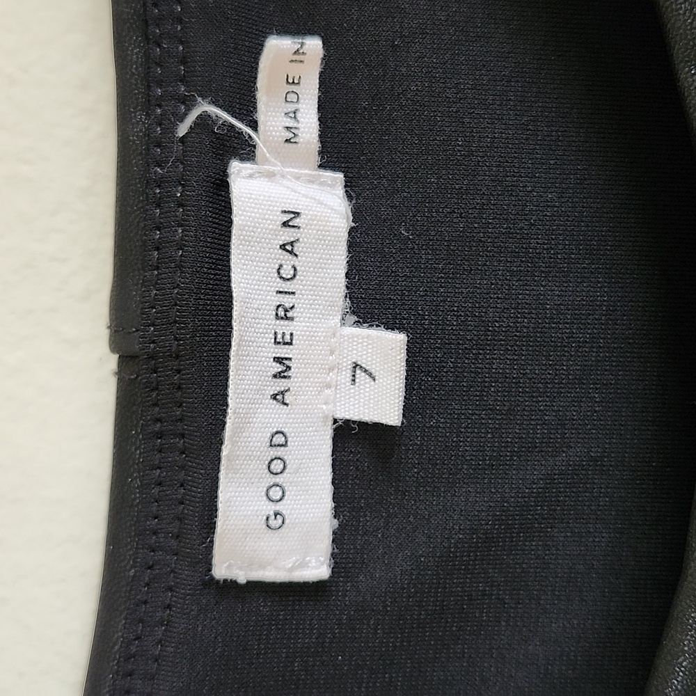 Good American High Neck Racerback Black Sleeveless Bodysuit Faux Leather 7 Or 3X - Picture 7 of 8